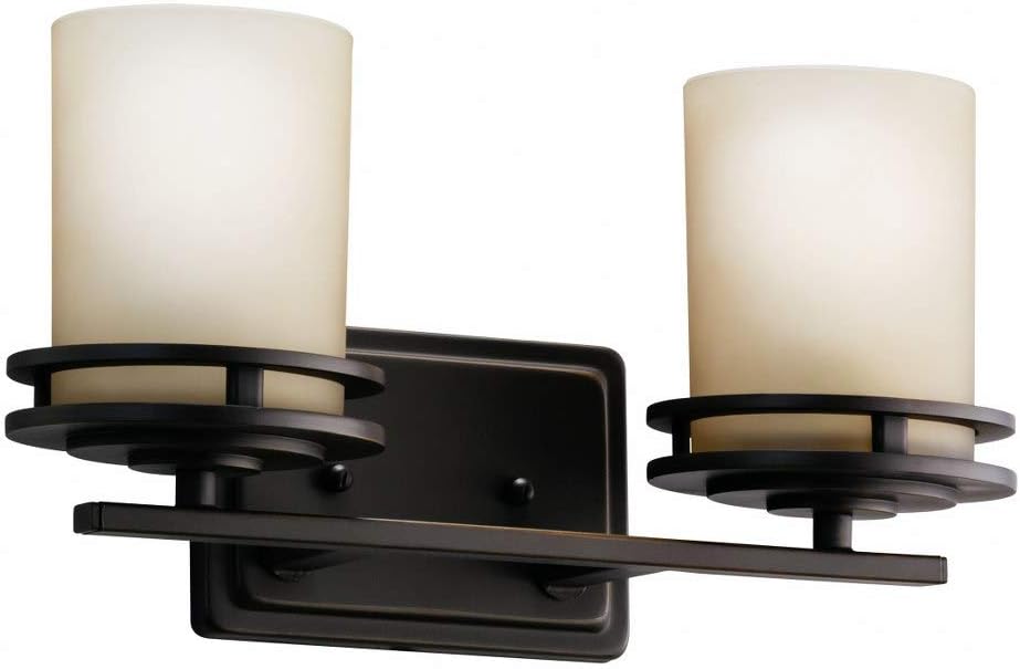 Kichler Hendrik 14.5' 2 Light Vanity Light with Light Umber Etched Glass Olde Bronze®