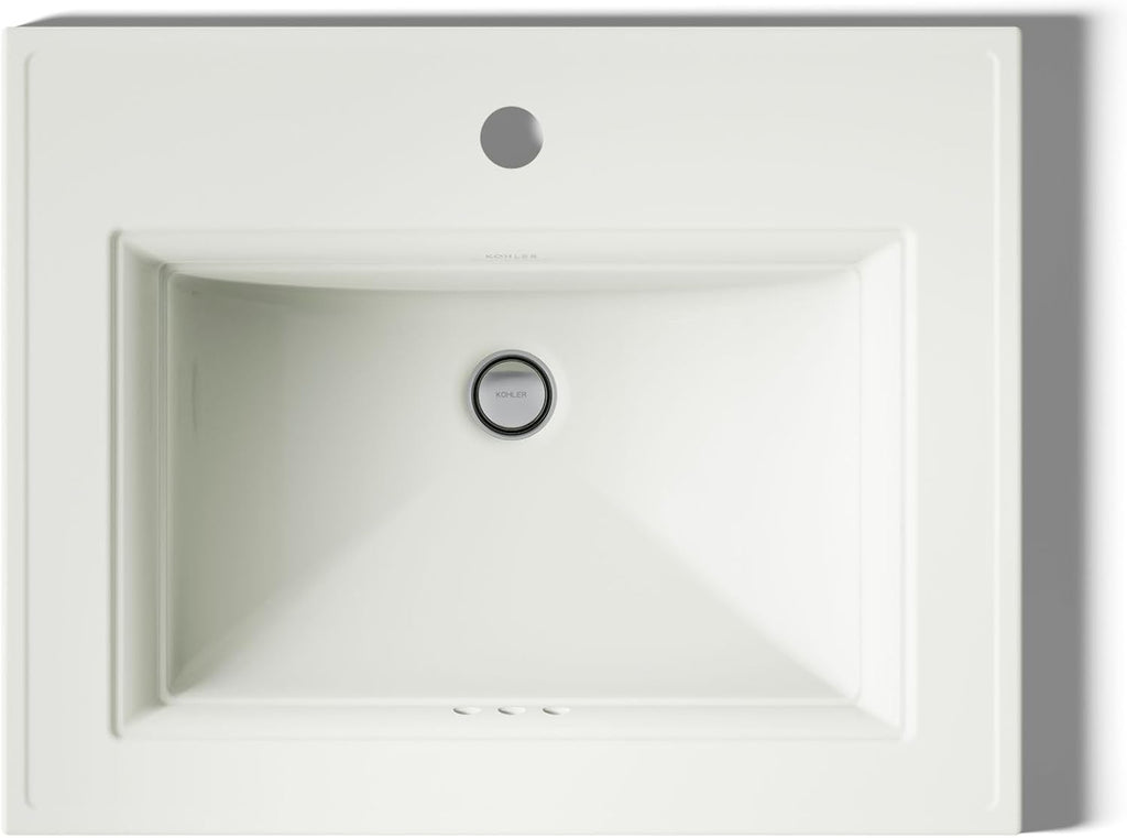 Kohler 2337-1-96 Memoirs® Stately 22-3/4' rectangular drop-in bathroom sink, Biscuit