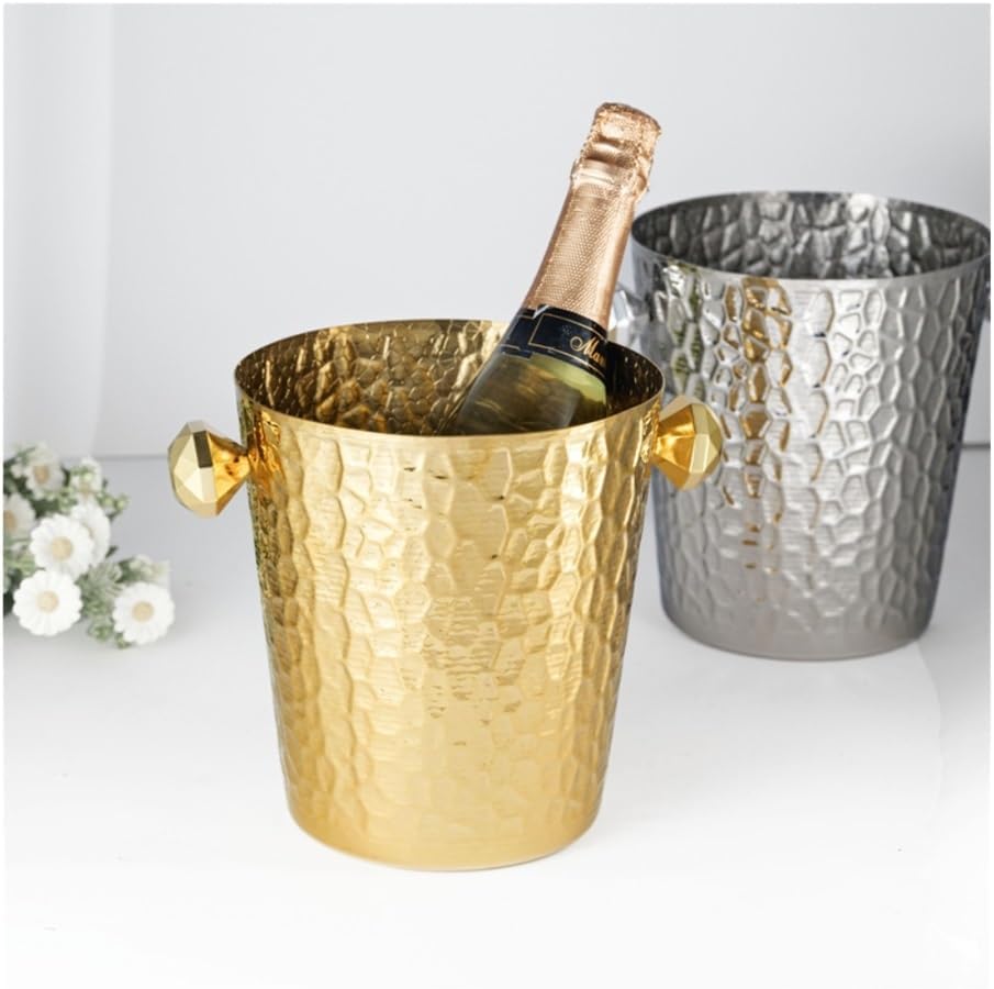 Ice Bucket, Stainless Steel Wine Chiller Champagne & Red Wine Cooler Bucket Ice Buckets for Parties(Silver)