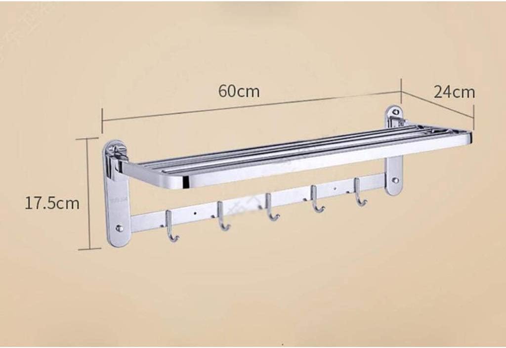 Stainless Steel Towel Rack-for for Bathroom Shelf Double Towel Bar Holder with Hooks Wall Mounted Multifunctional Brushed Nickel Favorite Gift，