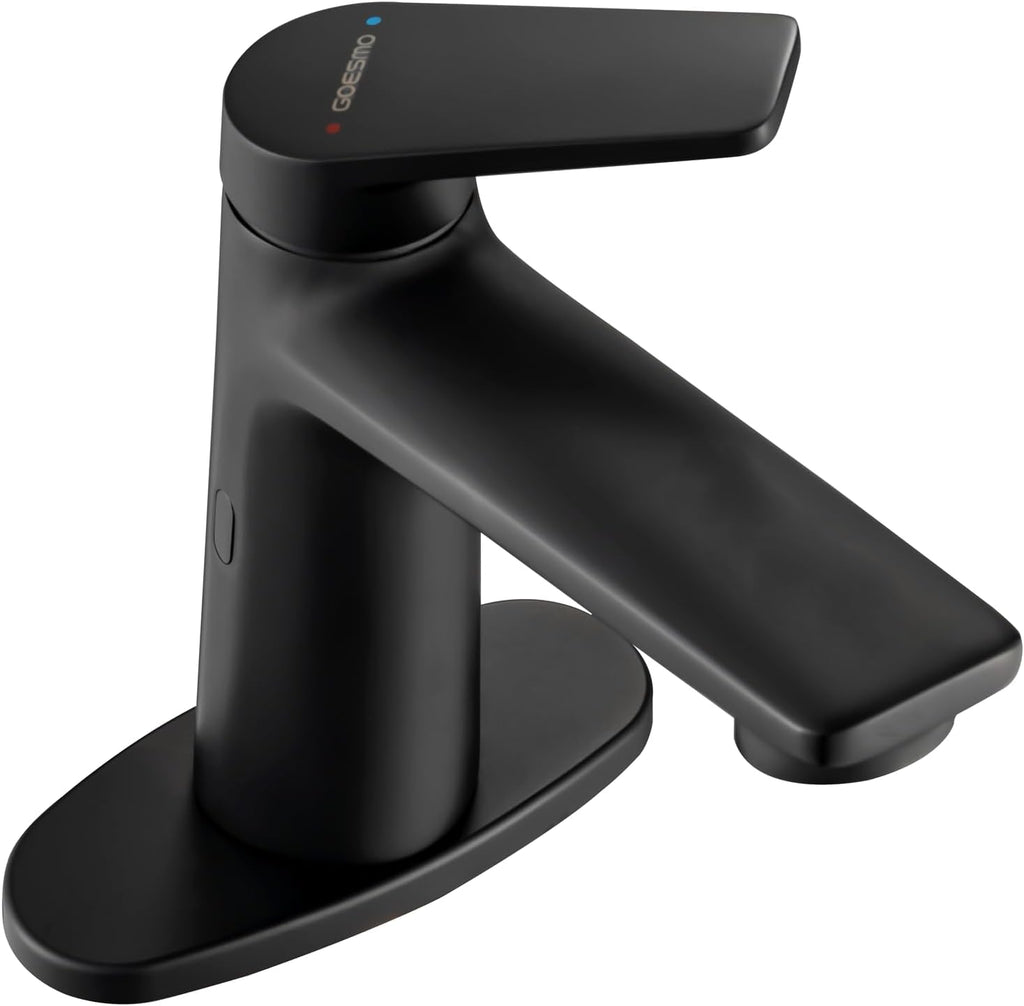 Touchless Smart Bathroom Faucet for 1 or 3 Holes, Automatic Sensor Faucet 1 Handle, Adjustable Cold & Hot Temperature & Water Flow, Short & Long Instruction Modes, Metal (29100 Matte Black)
