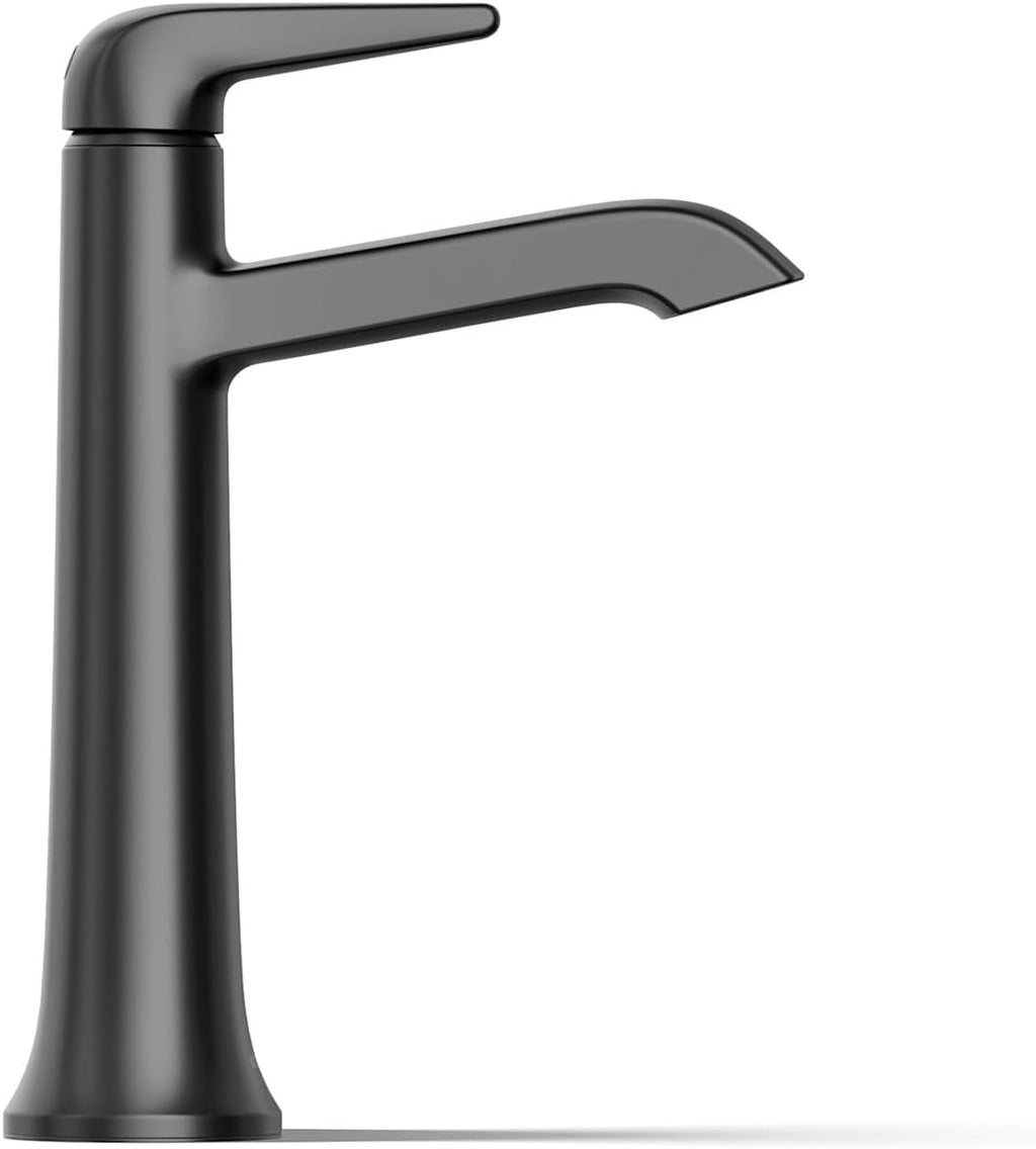 Kohler K-22023-4 Tempered 1.2 GPM Single Hole Vessel Bathroom Faucet with Pop-Up Drain Assembly - Vibrant Brushed Moderne Brass