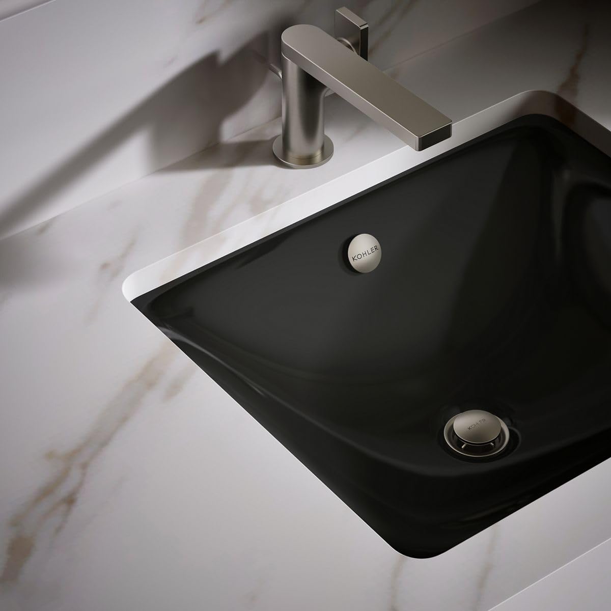 KOHLER 5400-7 Iron Plains Dual-Mount Bathroom Sink, Black