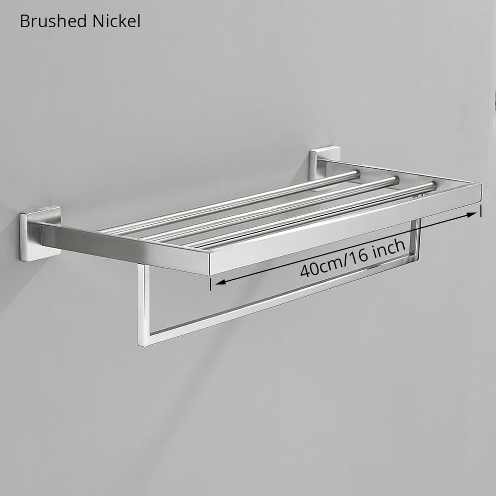 Brushed Nickel Bathroom Hardware Set Robe Hook Towel Rail Bar Rack Shelf Tissue Paper Holder Accessories,Nickel B 40cm