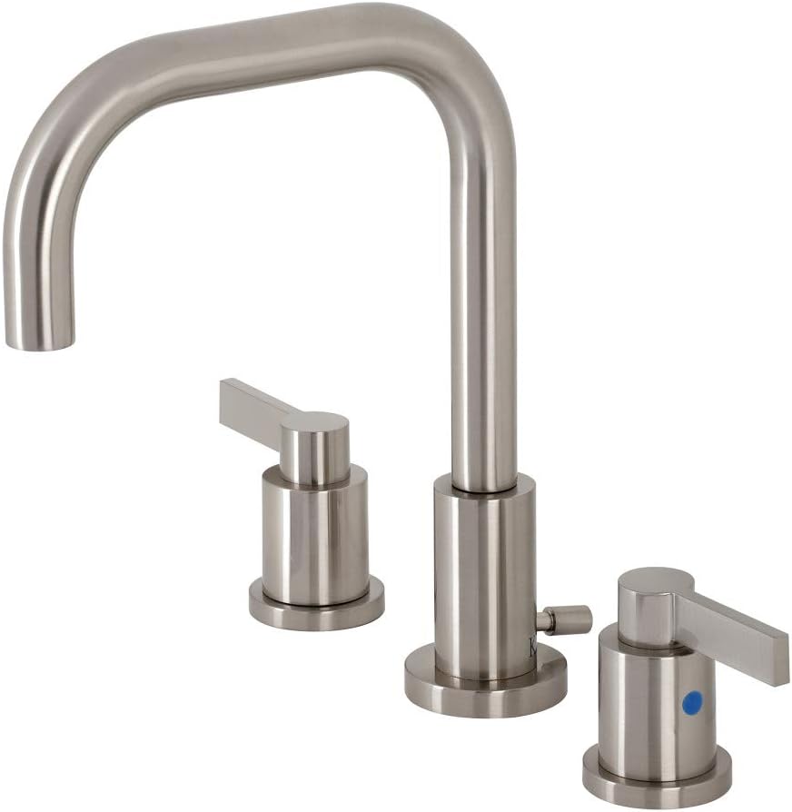 Kingston Brass FSC8938NDL NuvoFusion Widespread Bathroom Faucet with Pop-Up Drain, Brushed Nickel