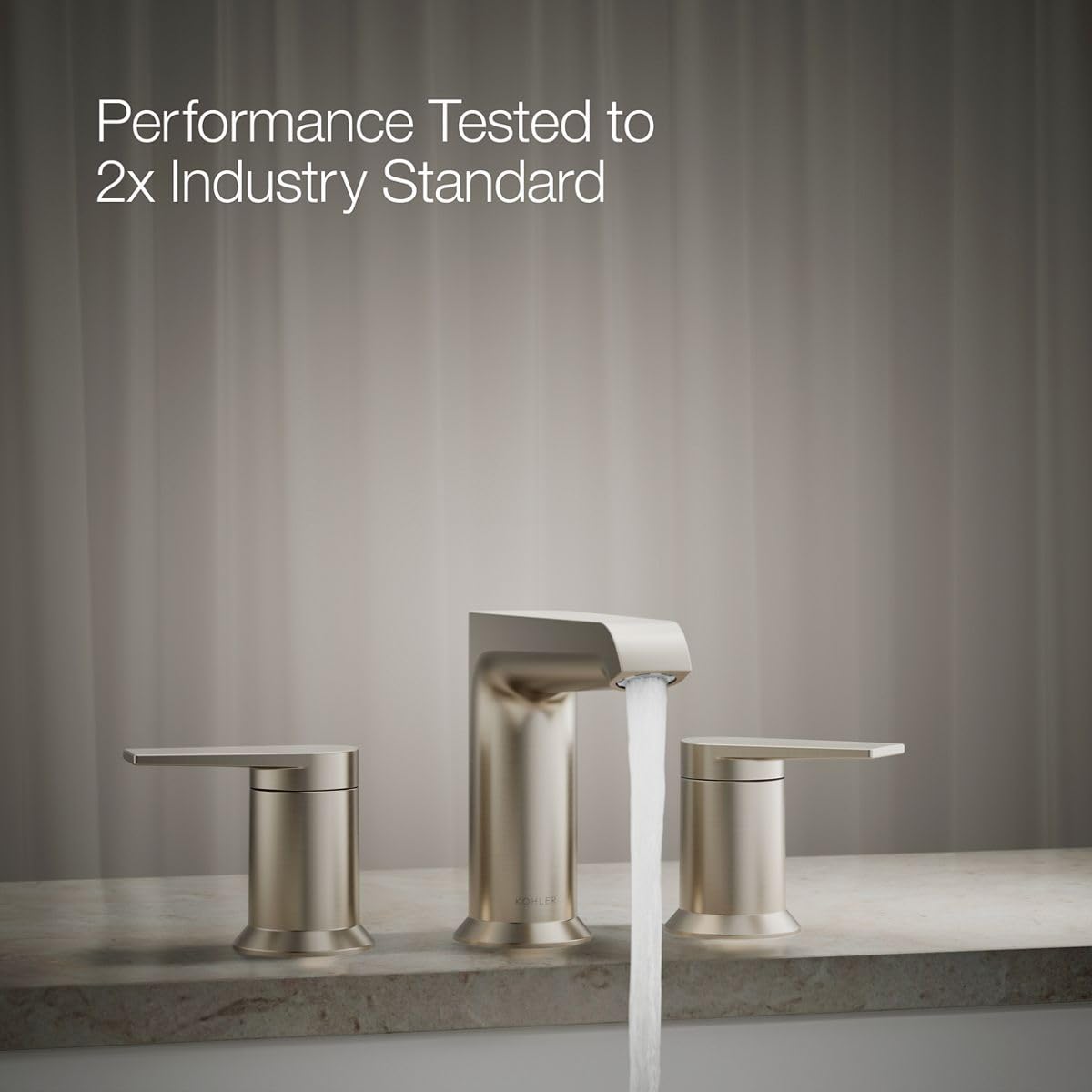 KOHLER K-T25740-4-BN Hint Two-Handle Deck-Mount Bath Faucet Trim, 10.0 GPM, Minimalist Design, Corrosion Resistant, Vibrant Brushed Nickel