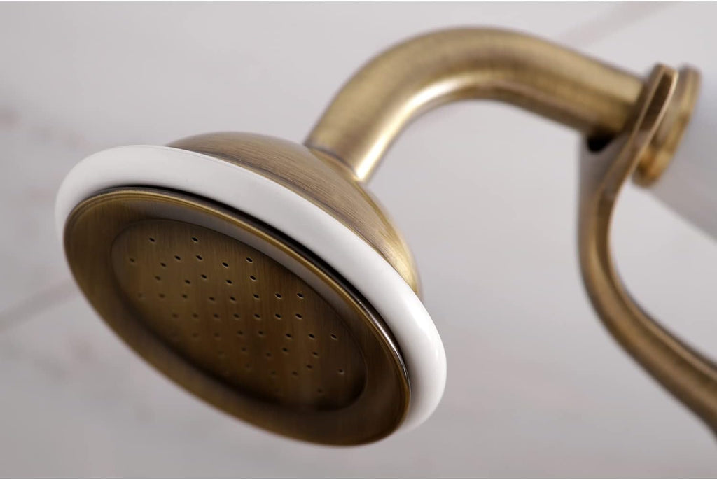 Kingston Brass Kingston KS269AB Wall Mount Tub Filler Faucet with Hand Shower, Antique Brass