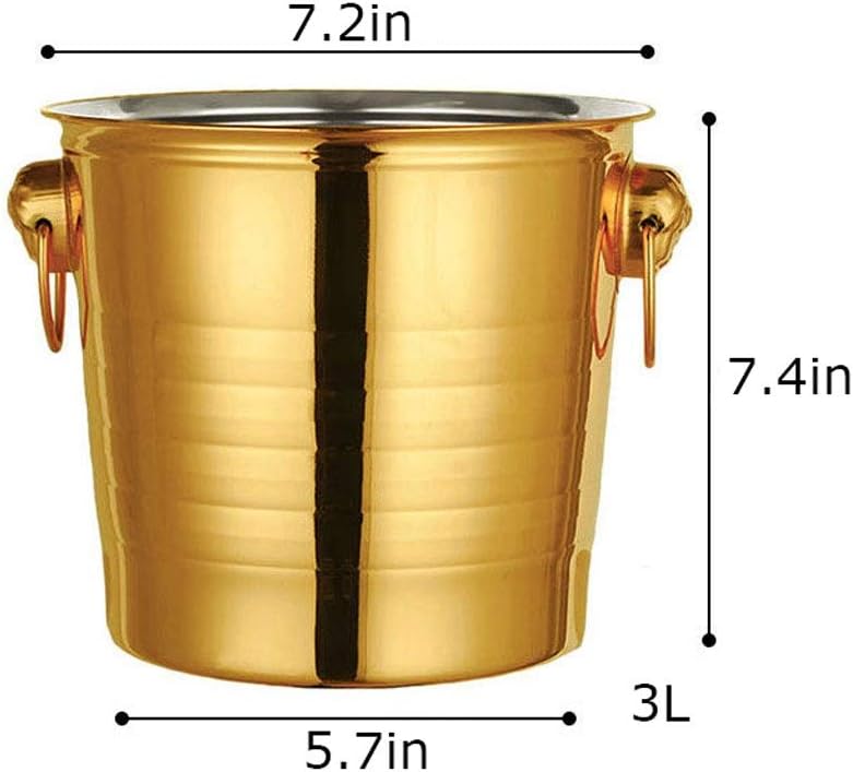 Thickened Stainless Steel Ice Bucket Portable Ice Bucket Hotel Bucket Champagne Bucket Drink Bucket Party Activities and Camping Tableware Ice Bucket Kits, Gold (Grey)