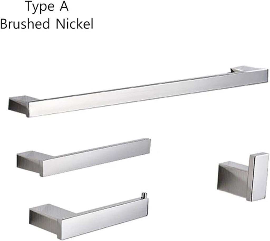 Bath Bathroom Towel Rack Toilet Paper Holder Bathroom Hook Bathroom Accessories Paper Holder Four Piece Stainless Steel(Brushed Nickel A)
