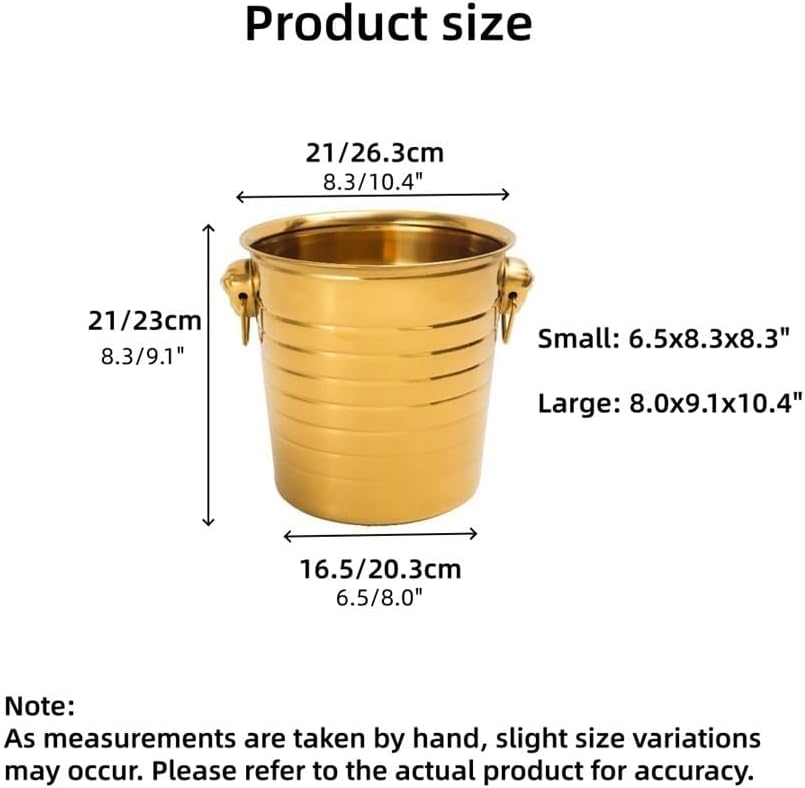 4 Pcs Stainless Steel Champagne Bucket, Beverage Tub with Handles, Ice Bucket, Party Beverage Chiller, for Champagne Beer Cocktail Wine Drinks(Gold,Large)