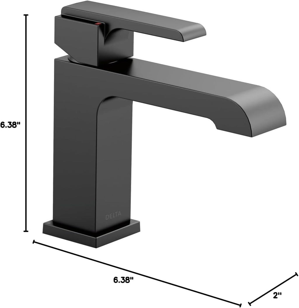 Delta Ara Matte Black Bathroom Faucet 1 Hole, Single Hole Bathroom Sink Faucet for Vanity, Matte Black 567LF-BLLPU
