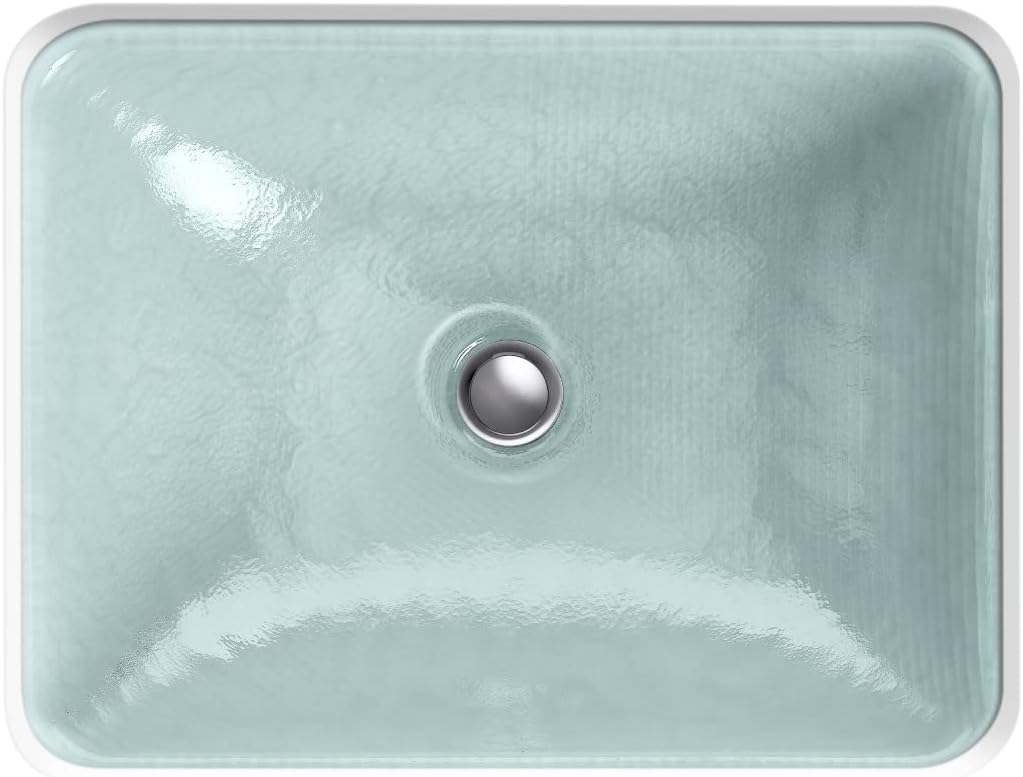 KOHLER K-28823-G2-B11 ARTIST EDITIONS Yepsen Collection Glass Undermount Bathroom Sink 17'' x 13''Rectangle Basin Opaque Dew