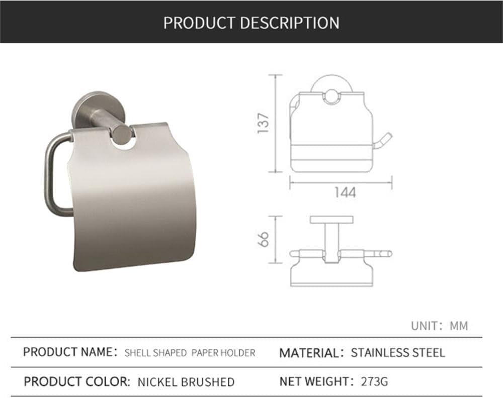 Towel Rack Bathroom Accessories, Brushed Nickel, Towel Rack, Hooks, Towel Holder, Shelf, Roll Paper Holder, Toilet Brush, Soap Dish, Glass Shelf, Double Hook (with Lid)