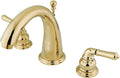 Kingston Brass KS2962 Naples Widespread Lavatory Faucet, Polished Brass 8-Inch Adjustable Center