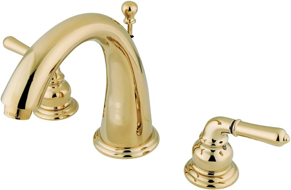 Kingston Brass KS2962 Naples Widespread Lavatory Faucet, Polished Brass 8-Inch Adjustable Center
