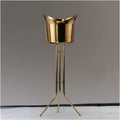 Portable Ice Bucket with Stand Stainless Steel Floor Wine Bar Vertical Cooler for Indoor and Outdoor Party