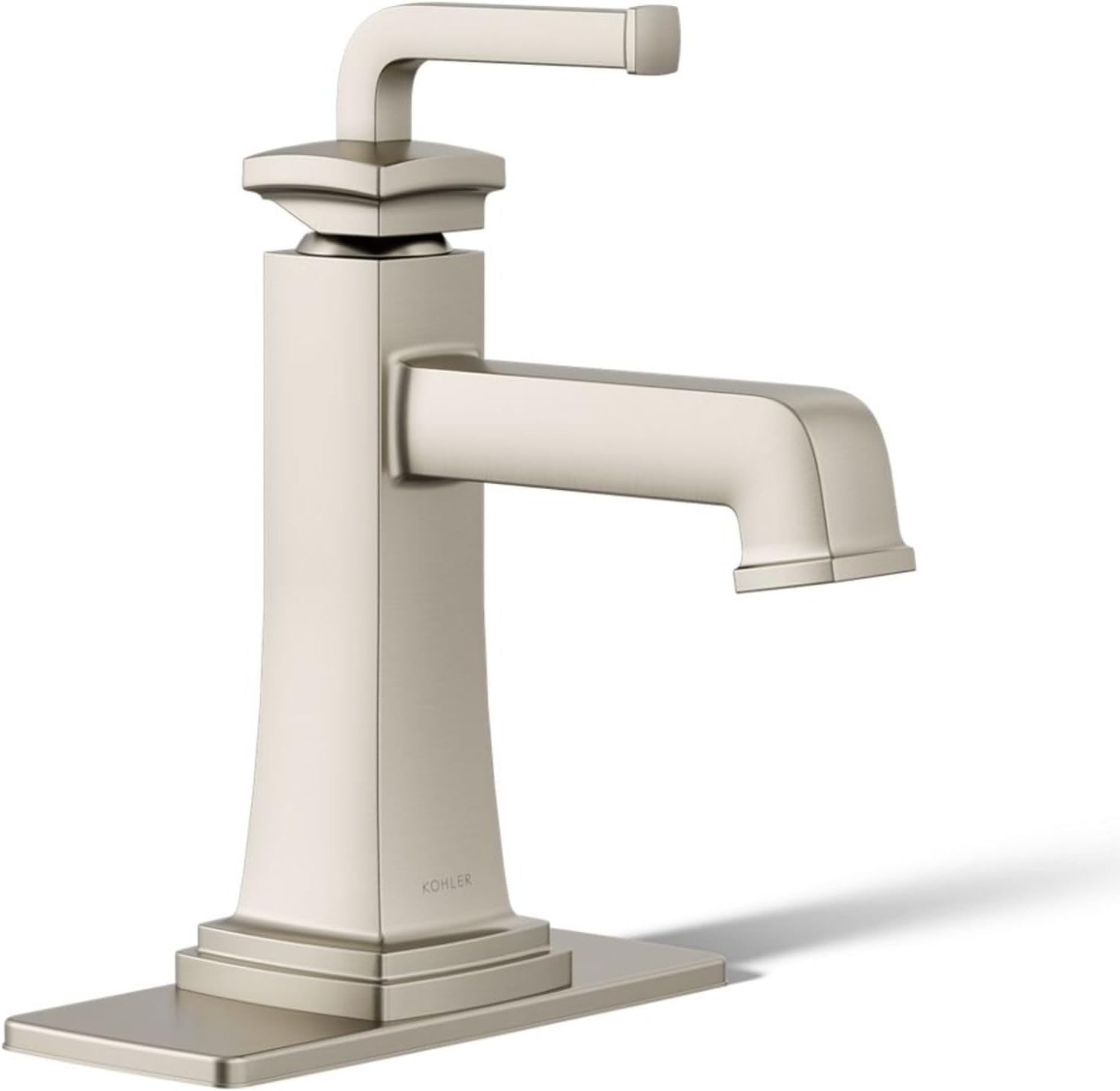 KOHLER K-27400-4K-BN Riff Single-Handle Bathroom Sink Faucet, Single-Hole Faucets with Clicker Drain, 1.0 GPM, Vibrant Brushed Nickel