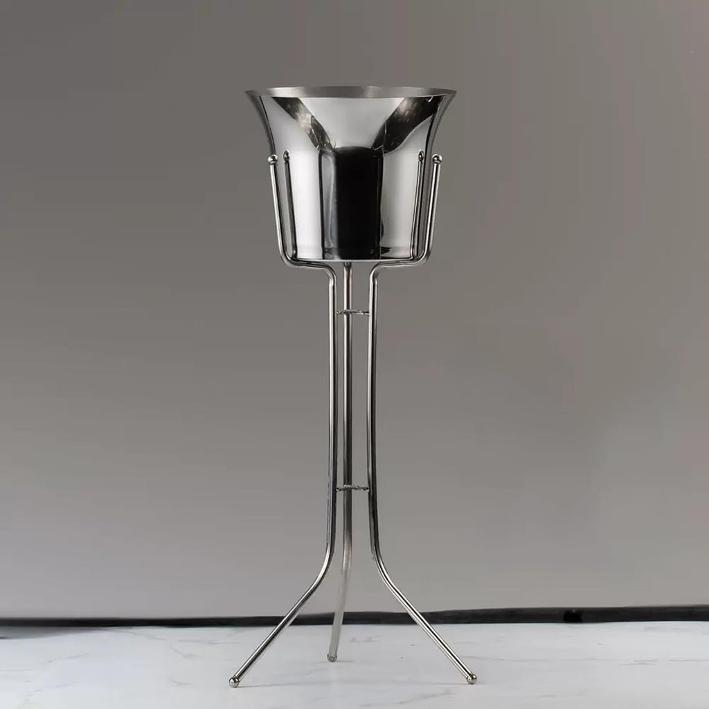 Portable Stainless Steel Wine Ice Bucket with Stand Chiller on Kitchen and Bar Ware Beverage Barware Accessories Party