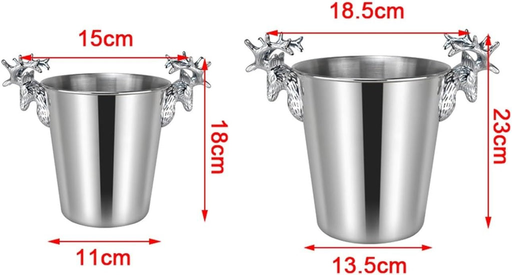 Party Ice Bucket Silver Stainless Steel Metal Ice Buckets for Parties, Insulated Ice Bucket with Handles for Beer, Wine, Champagne, Home Decor, Table Centerpieces, Wedding Decorations Ice Bucket ( Col