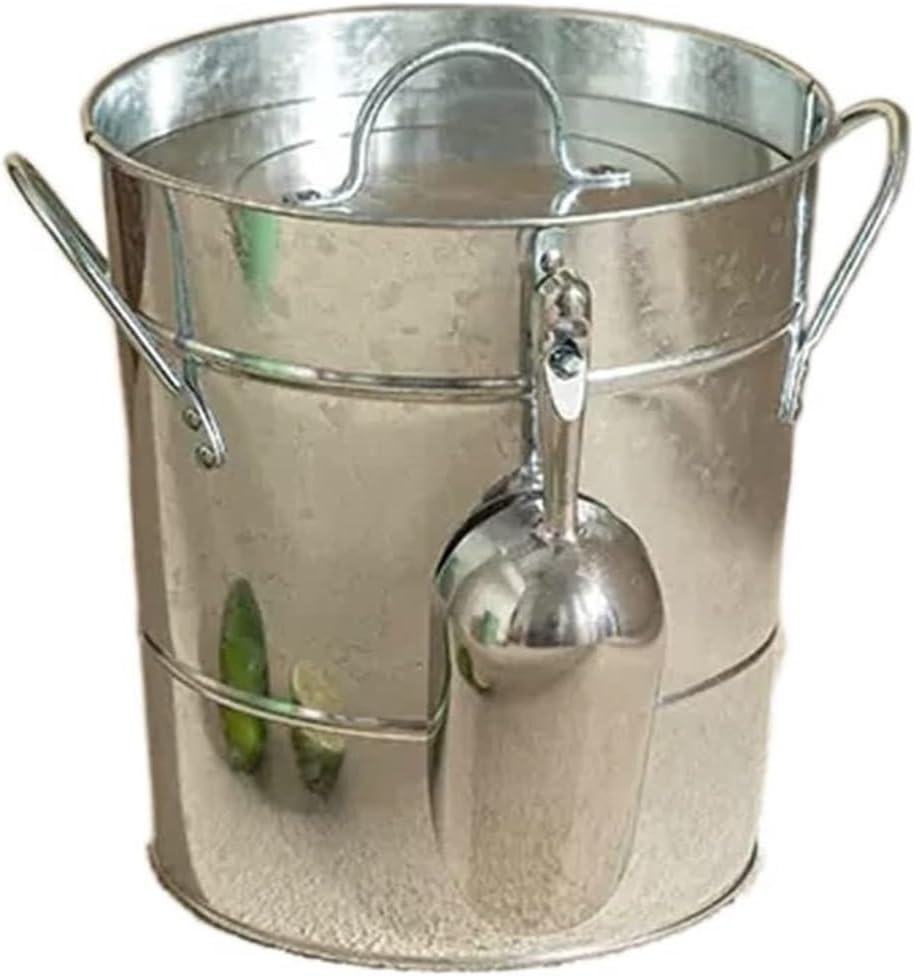 Insulated Ice Bucket 3.5 Liter Double Wall Ice Bucket Insulated Ice Buckets with Lid and Scoop Thickened Metal Ice Buckets,Party Beverage Tub for Home Kitchen Parties Cocktail Bar