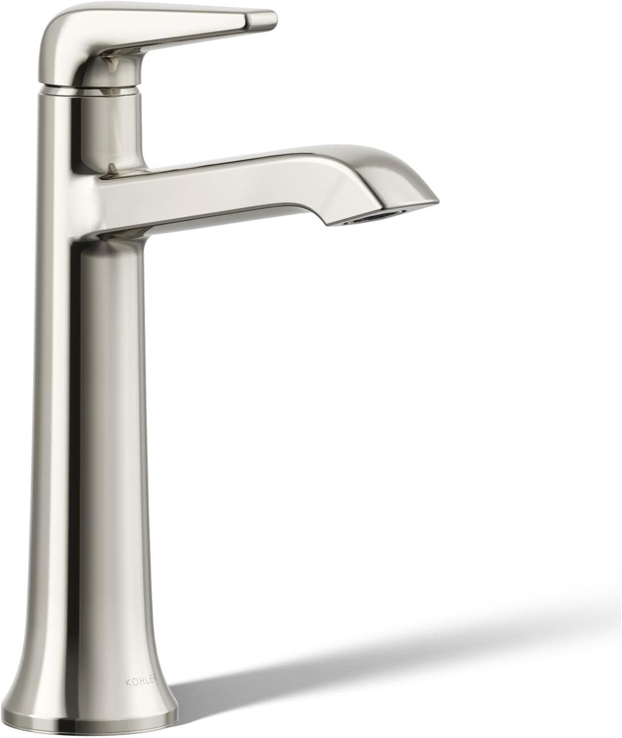 Kohler K-22023-4 Tempered 1.2 GPM Single Hole Vessel Bathroom Faucet with Pop-Up Drain Assembly - Vibrant Polished Nickel