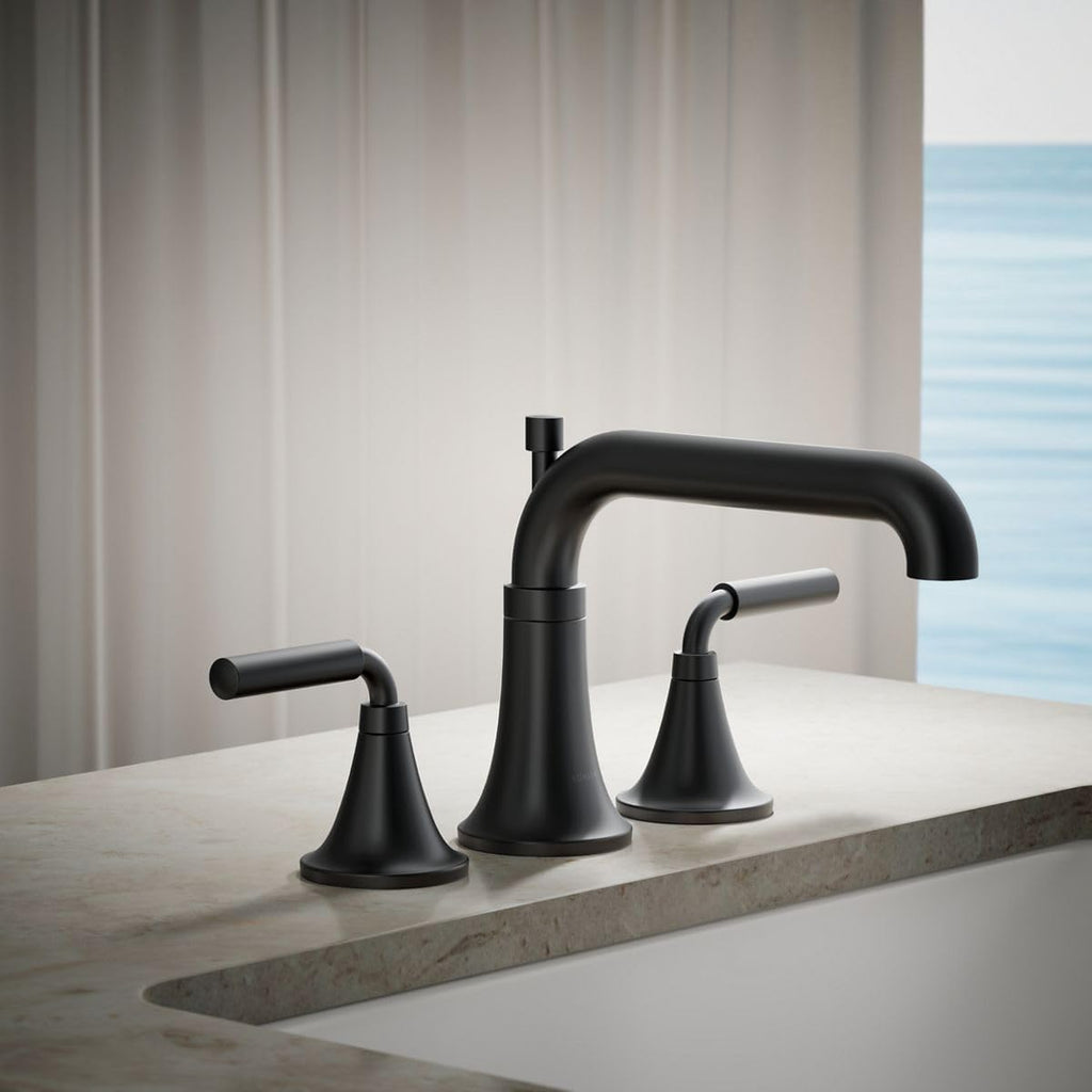 Kohler T26440-4-BL Tone™ Deck-Mount Bath Faucet Trim with Diverter, Matte Black