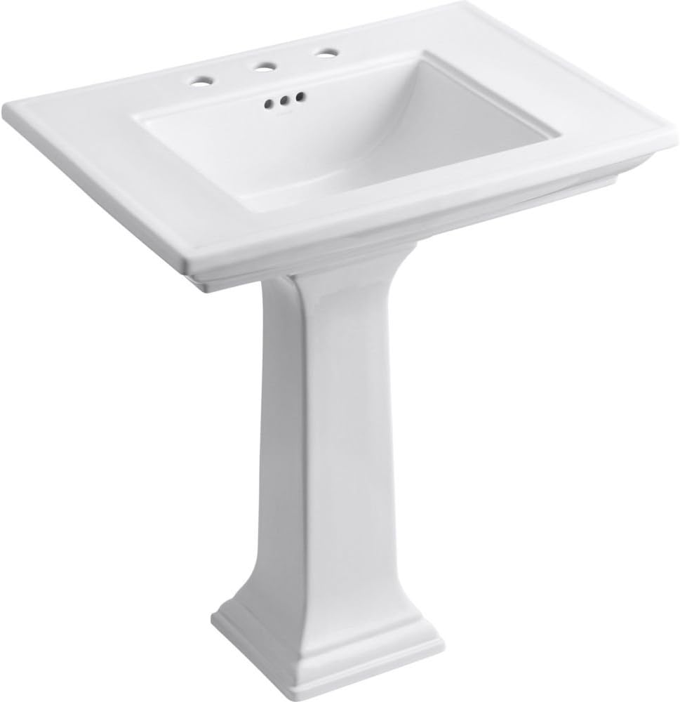 Kohler 2268-8-0 Memoirs Stately 30' pedestal bathroom sink with widespread faucet holes, White