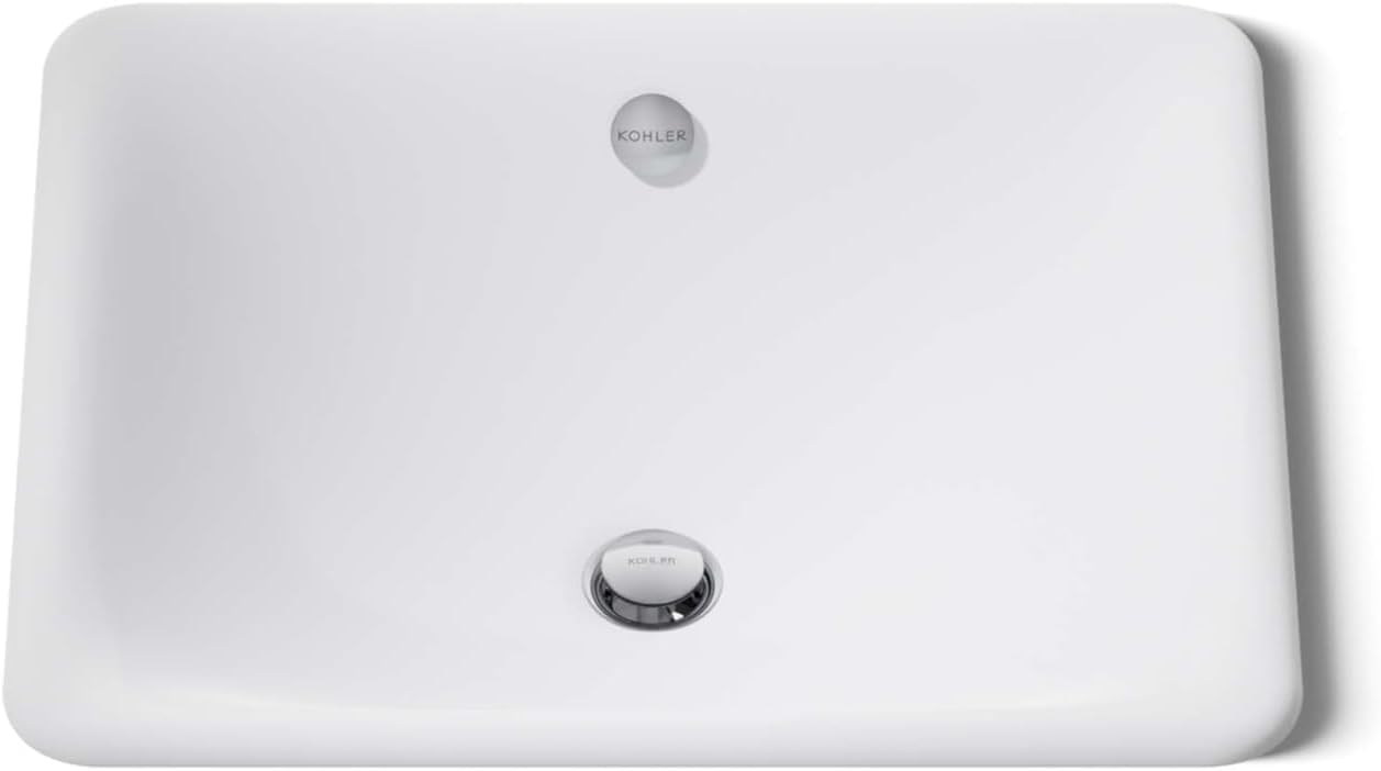 Kohler K-5400-0 Iron Plains Dual-Mount Bathroom Sink, White, 20.56