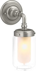 KOHLER Artifacts, Bathroom Vanity Light Fixture, Wall Sconce Lighting, Downlight Only, UL Listed, 1 Light, Brushed Nickel