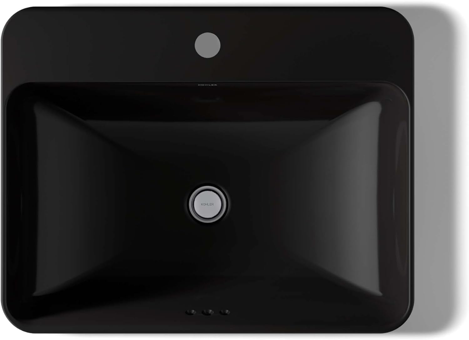 KOHLER K-2660-1-7 Vox Rectangle Vessel Above-Counter Bathroom Sink with Single Faucet Hole, Black Black