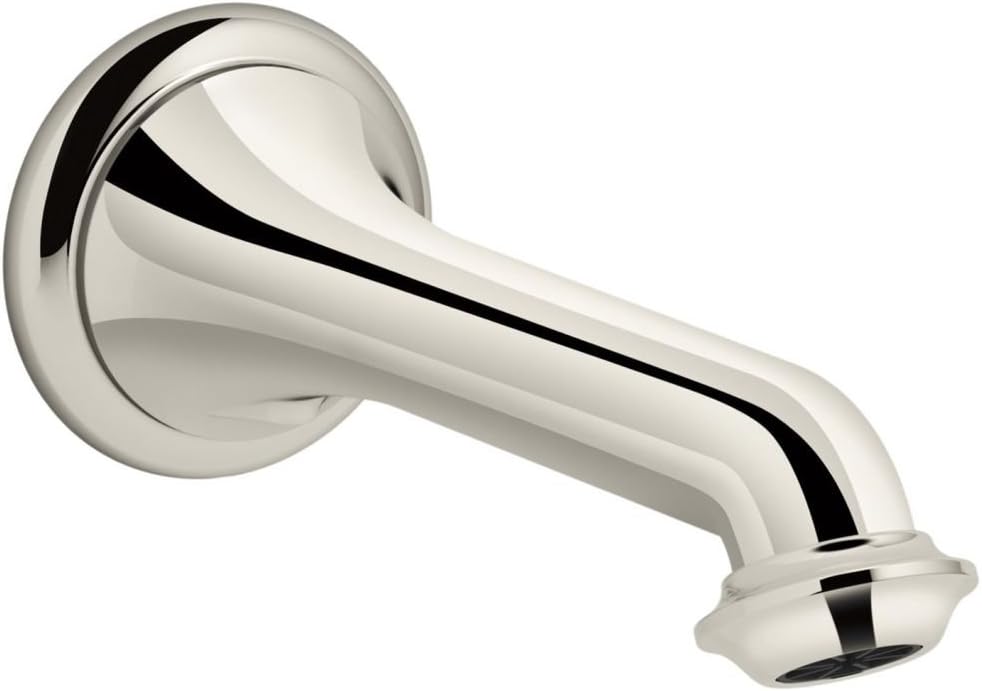 Kohler K-72792-SN Artifacts Wall-mount bath spout with turned design, Less Handles, Vibrant Polished Nickel