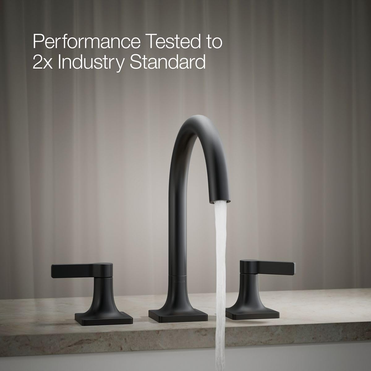 KOHLER K-T28131-4-BL Venza Deck-Mount Bath Faucet Trim, Two Handle, Premium Durable Material, Corrosion Resistant, Matte Black