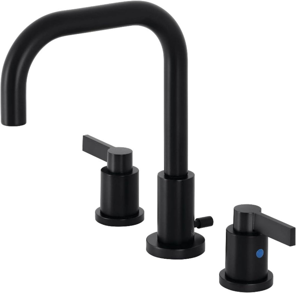 Kingston Brass FSC8930NDL NuvoFusion Widespread Bathroom Faucet with Pop-Up Drain, Matte Black