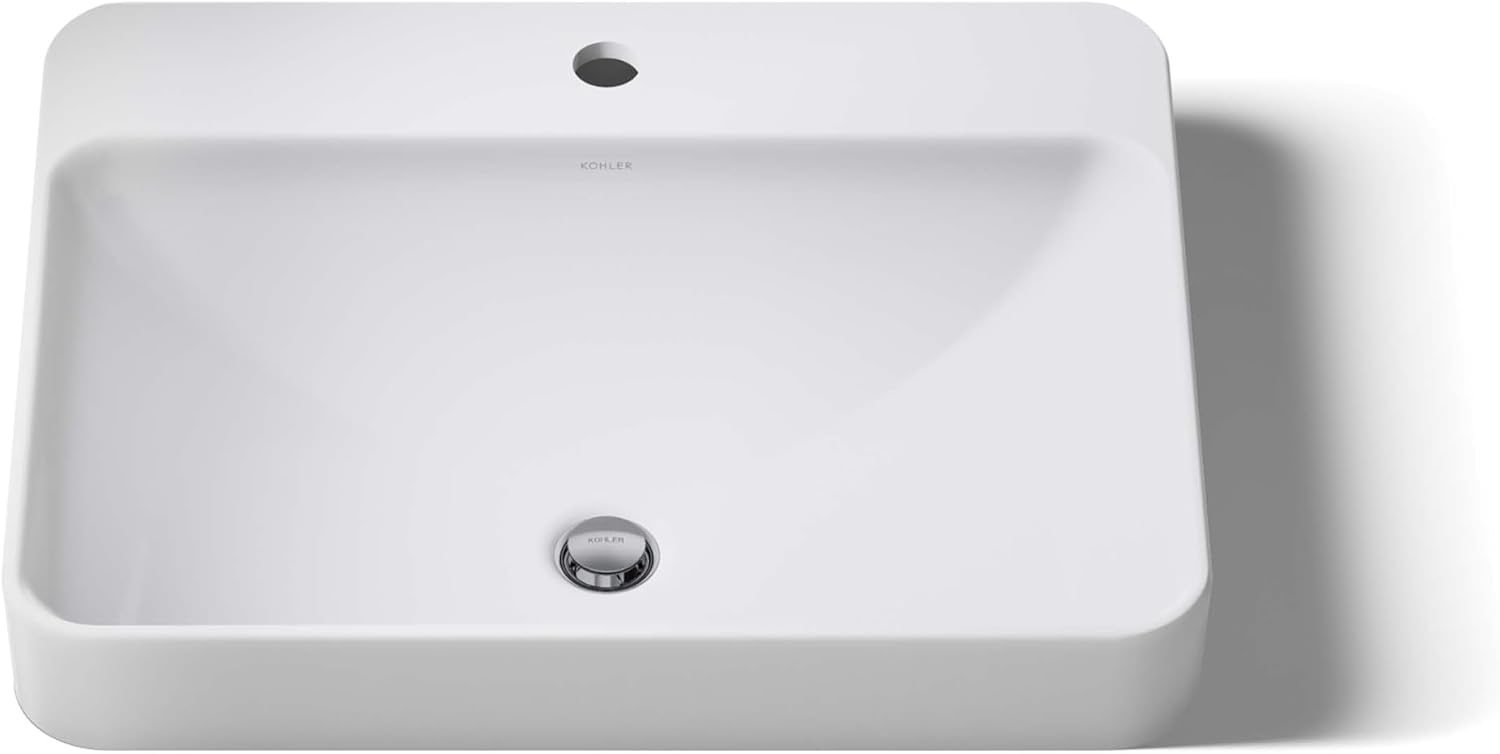 Kohler 2660-1-0 Vox Vessel Bathroom Sink with Single Faucet Hole, One Size, White