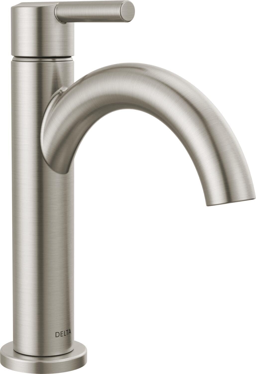 Delta Nicoli Brushed Nickel Bathroom Faucet 1 Hole, Single Hole Bathroom Sink Faucet for Vanity, Push-Pop Drain Assembly, Stainless 15749LF-SS