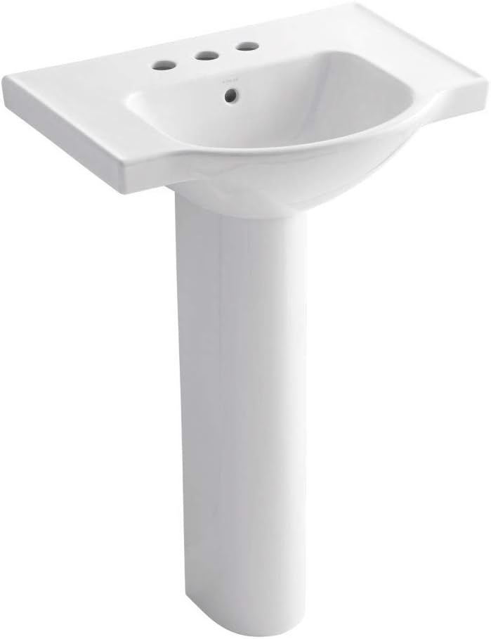 Kohler 5266-4-0 Veer 24' pedestal bathroom sink with 4' centerset faucet holes