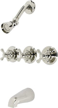 Kingston Brass KB236AXPN Victorian Triple-Handle Tub and Shower Faucet in Polished Nickel