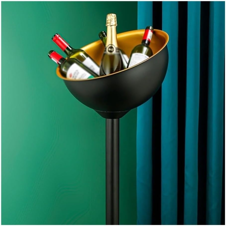 Ice Bucket, Vertical Stainless Steel Champagne Bucket Thickened Outdoor Ice Wine Basin Home Party Ice Wine Bucket Bar Ice Bucket Ice Buckets for Parties(Black)