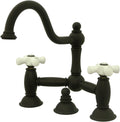 Kingston Brass KS3915PX Restoration Widespread Lavatory Faucet with Porcelain Cross Handle, Oil Rubbed Bronze