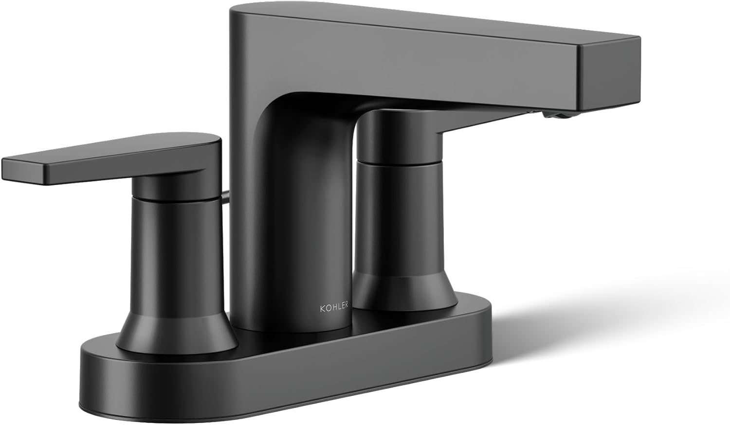 KOHLER K-97031-4-BL Taut Centerset Bathroom Sink Faucet, 1.2 GPM, Two-Handle Faucet, Minimalist Design, Corrosion Resistant, Matte Black