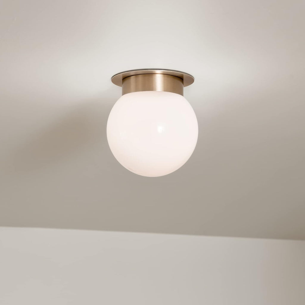 Kichler Albers 8.0 Inch 1 Light Flush Mount Ceiling Light with Opal Glass in Champagne Bronze 52586CPZ