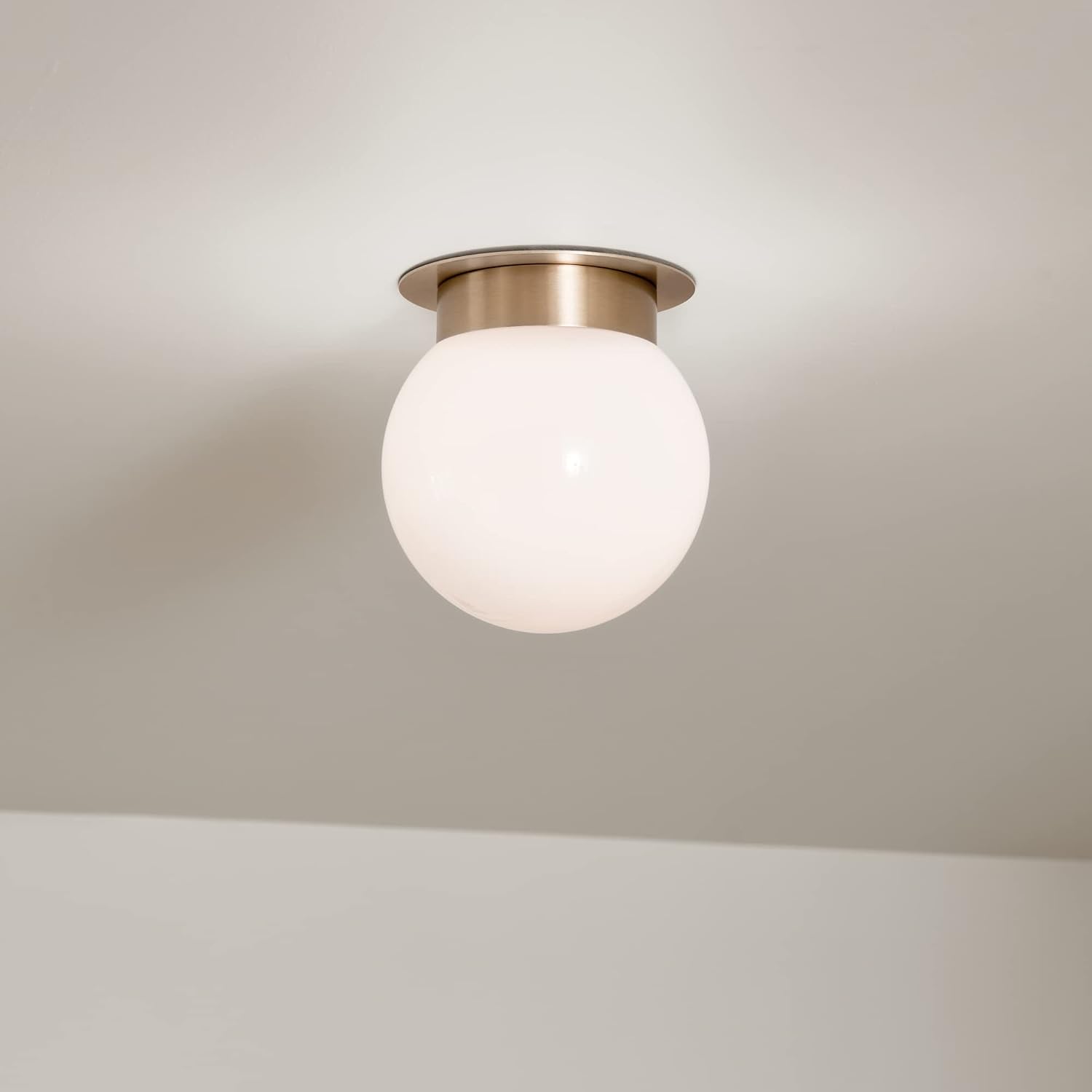 Kichler Albers 8.0 Inch 1 Light Flush Mount Ceiling Light with Opal Glass in Champagne Bronze 52586CPZ
