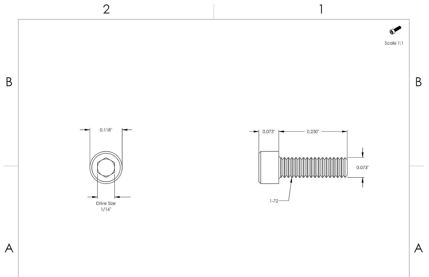 1-72 x 1/4' - Socket Head Cap Screws Allen Hex Bolts Stainless Steel 1000 Pcs Socket Head Screws B2B