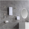 KIBI Brushed Nickel Circular 5-Piece Bathroom Hardware Set | Includes Towel Bar, Towel Ring, Toilet Paper Holder, and Robe Hooks | Durable Solid Brass Construction & Rust-Resistant Design (C-KBA14-5)