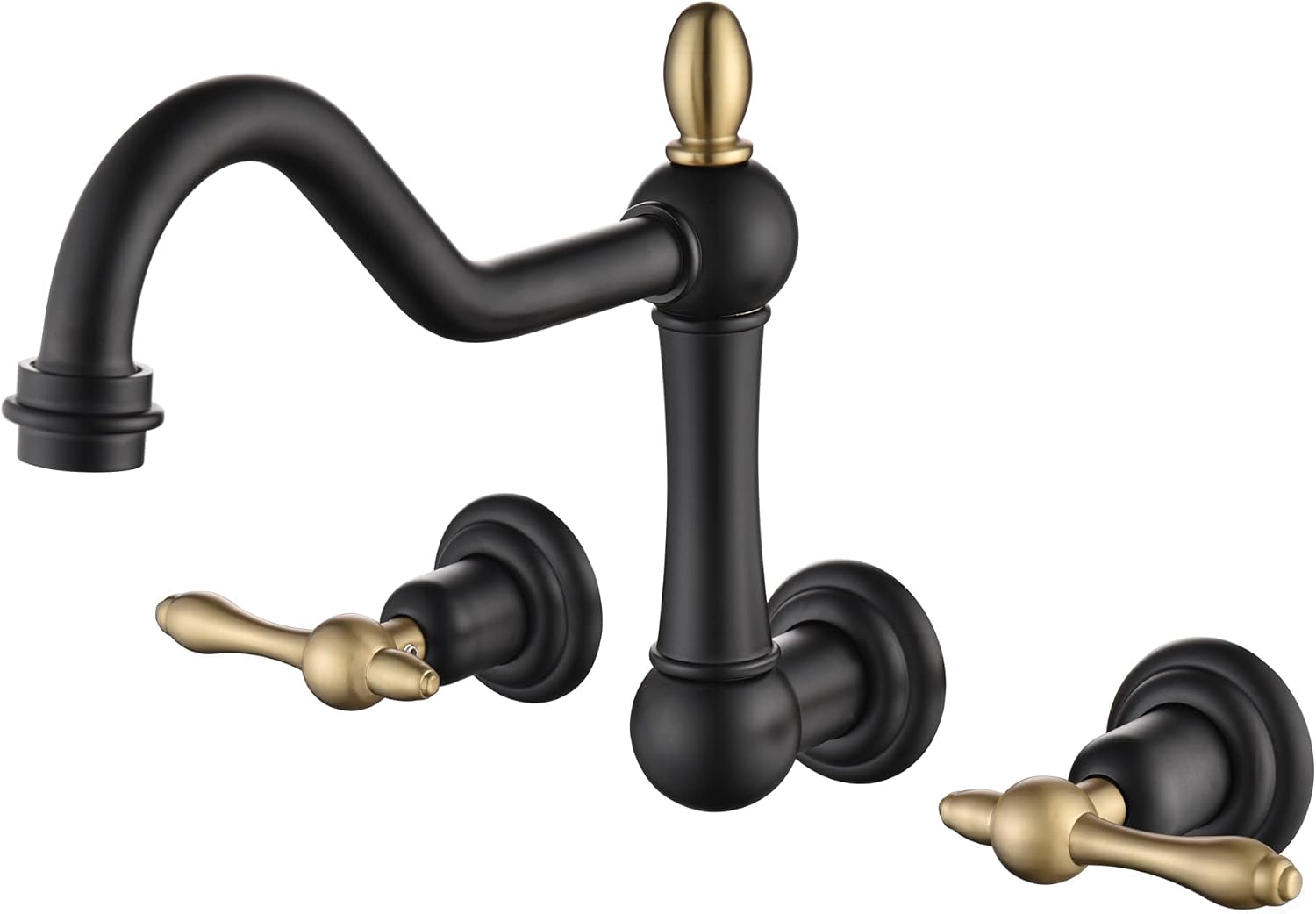 sumerain Wall Mount Bathtub Faucet Matte Black Tub Filler Vintage Style Tub Faucet