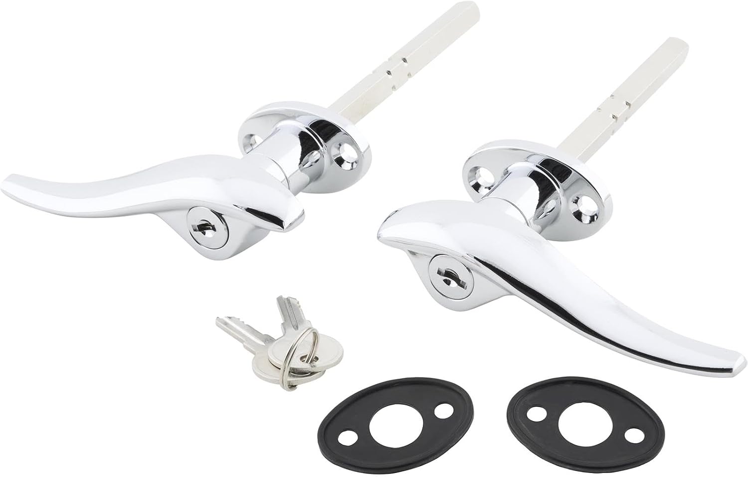 Speedway Motors Outside Door Handle Kit Pair Chrome Steel Exterior Door Handles with Square Shafts and Hardware Compatible with 1932-34 Ford Car Coupe Sedan