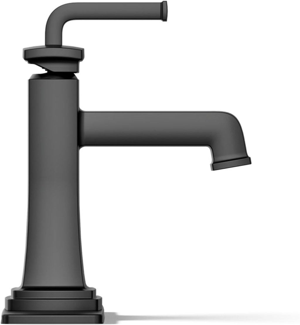 KOHLER K-27400-4K-BL Riff Single-Handle Bathroom Sink Faucet, Single-Hole Faucets with Clicker Drain, 1.0 GPM, Matte Black