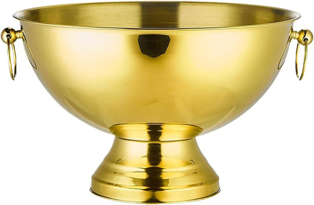 Ice Buckets Large Stainless Steel Double-Eared Ice Bucket for Wine Champagne Beer KTV Clubs Bar Parties(Gold)