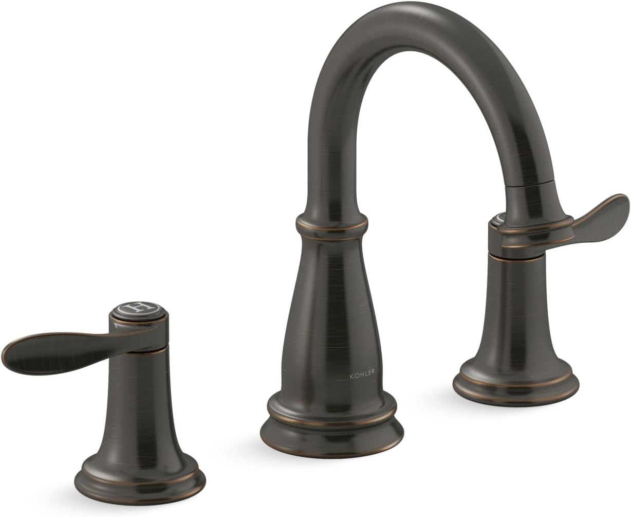 KOHLER 27380-4N-2BZ Bellera Widespread Bathroom Faucet with Pop-Up Drain Assembly, 3-Hole 2-Handle Bathroom Sink Faucet, 0.5 gpm, Oil-Rubbed Bronze