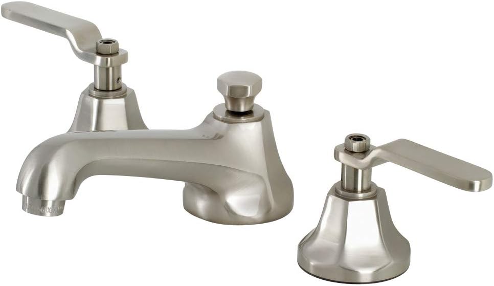 Kingston Brass KS4468KL Whitaker Widespread Bathroom Faucet with Brass Pop-Up, Brushed Nickel